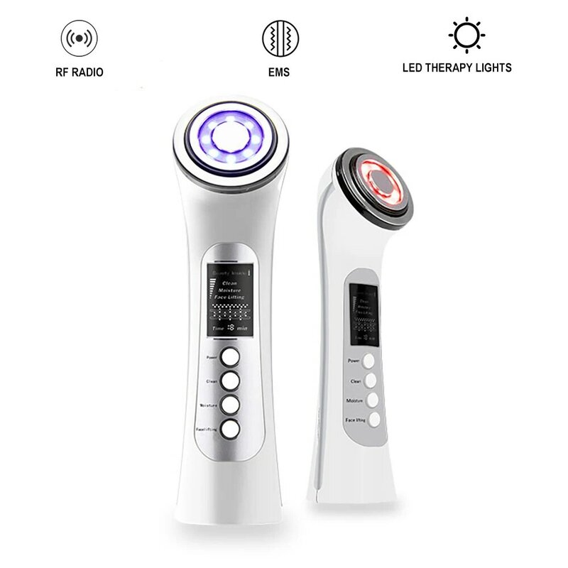 RF EMS Facial Massager Led Light Therapy Vibration Wrinkle Removal Skin Tightening Hot Cool Treatment Skin Care Beauty Device