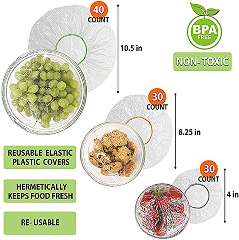 50/100/200pcs Reusable Food Storage Bags Plate Bowl Lids Kitchen Freezer Bag For Leftovers Fruit Food Cover Kitchen Organizer