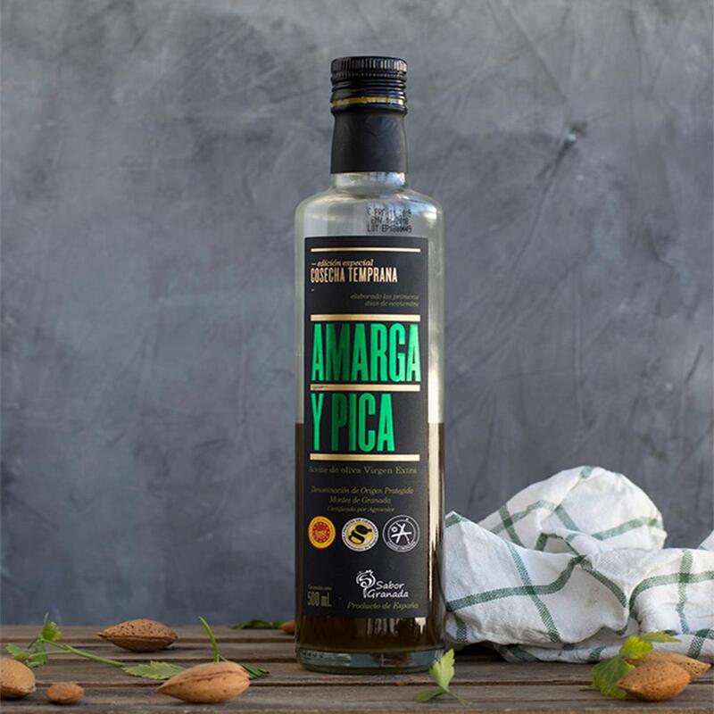 Aceite de oliva virgen extra amarga y pica-500ml [picual] [origen de españa] [primera cosecha] [pacote regalo]