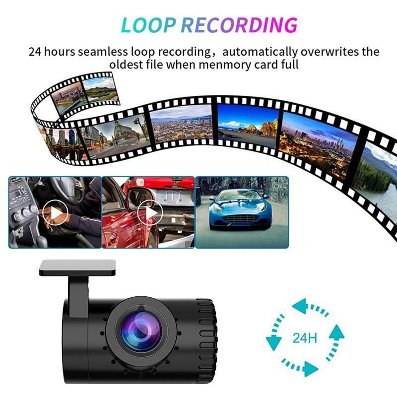 1080P HD Car Video Camera Night Vision Dash Cam Video Recorder Android USB 170° Wide Angle Car Dashcam Hidden Auto DVR Register
