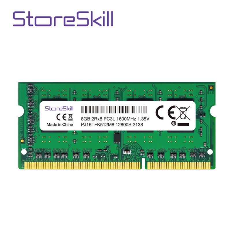 StoreSkill SODIMM Memory DDR3L 2GB 4GB 8GB 10600 1333 12800 1600 untuk DDR3 Laptop Ram Memoria