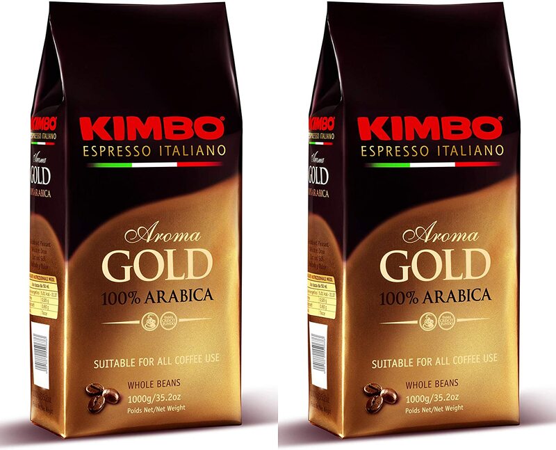 Lot de Café en Grains Kimbo - (2 Paquets de 1 kg) - Or 100% Arabica