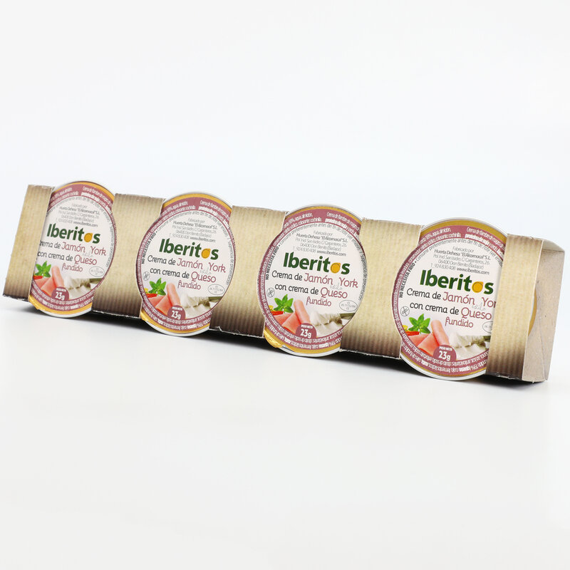IBERITOS - Caja 16 packs de Crema de Jamon York con Queso fundido con 16 Packs de 4 unidades x 23g - YORK Y QUESO