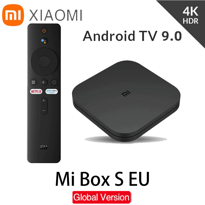 Xiaomi-mi box s, tv box, versão global, 4k, android 9.0, ultra hd, streaming, reprodutor de mídia, google Cortex-A53, quad core, 2gb + 8gb, top tv box