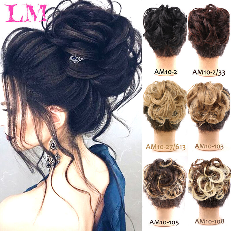 LM 여성용 헤어 번즈 합성 컬리 Chignon Ombre Claw Hair 지저분한 번즈 Updo claw Clip For Hairpiece For Women