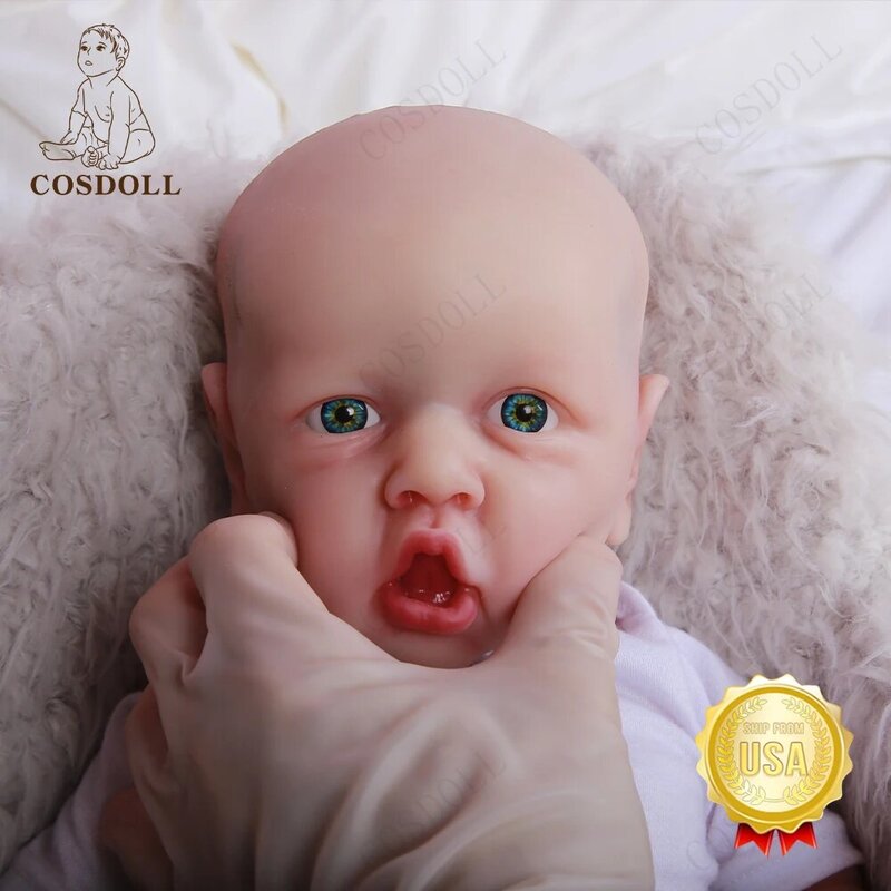 Newest 57CM Reborn Baby Bald Dolls Open mouth for Children Toys Toddler solid Full Silicone Body Naughty Girl Reborn Doll #05