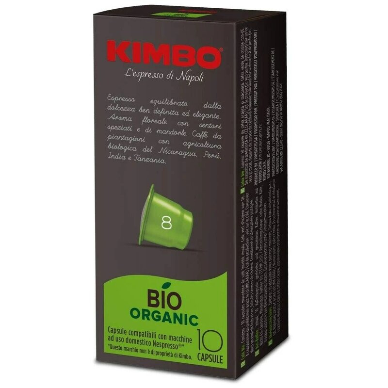 Cápsulas de café Kimbo compatibles con nespress-bio Organic (10x10 cápsulas)