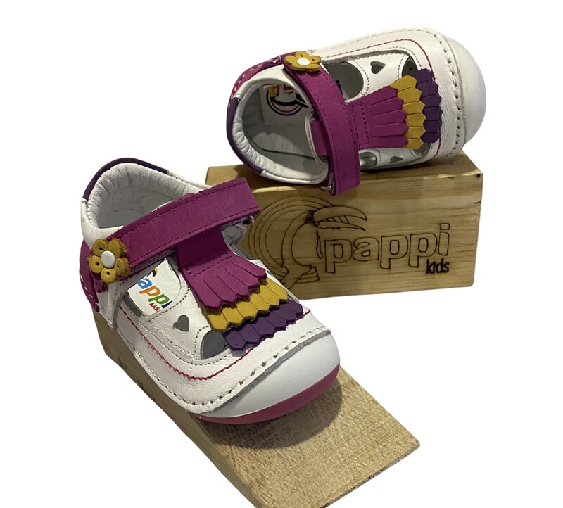Papikids modelo (014) meninas primeiro passo sapatos de couro ortopédico
