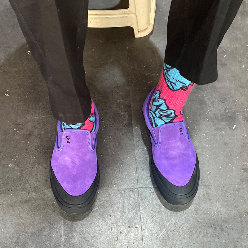 Joiints ใหม่มาถึงแฟชั่นหนัง Slip-On สำหรับสเก็ต Teeneger รองเท้าผ้าใบลำลองสบายคุณภาพ Loafer แบนรองเท้าสีม่วง