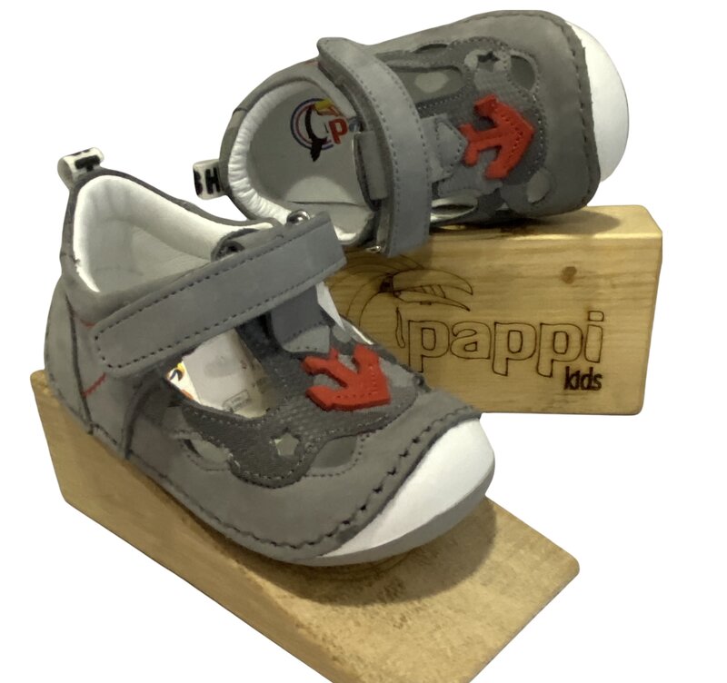 Papikids modelo (0112) menino primeiro passo sapatos de couro anotomic