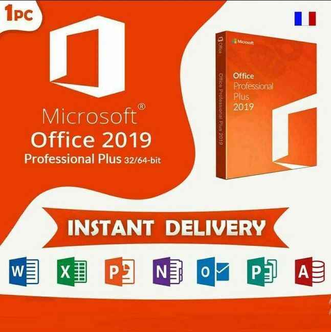 Microsoft®Bureau 2019 professionnel Plus✔️Key✔️Pro✔️ 32/64✔️ MS Détail✔️