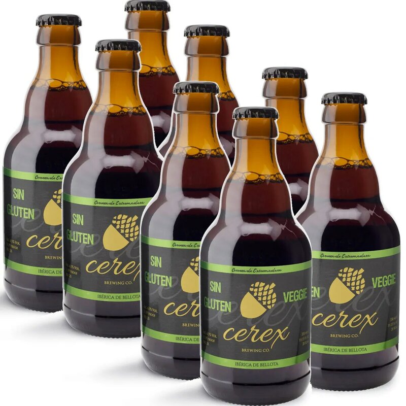 CEREX Pack 8 beers Artesanas, без глютена, желудей, из 33 Пиренейского аромата. Пивные вегетарианские сиелиакос идеальный подарок