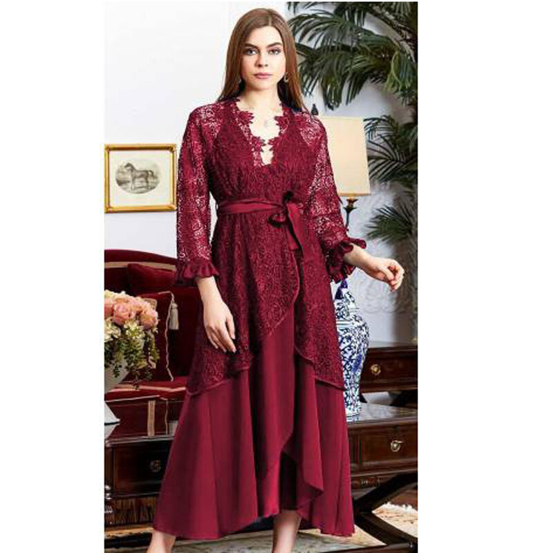 Camisón de seda fruncido para mujer, Conjunto de pijama fruncido largo para dormir, cómodo, 6 piezas, 920