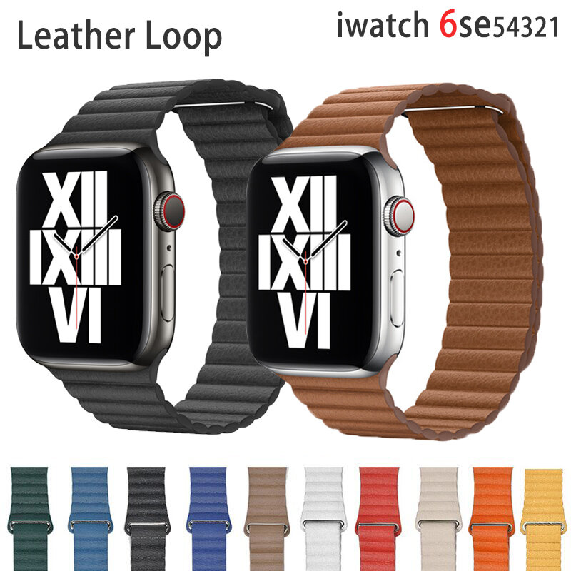 Laço de couro para apple relógio banda 44mm 40mm iwatch banda 38mm 42mm magnético pulseira smartwatch apple relógio pulseira série 3 4 5 se