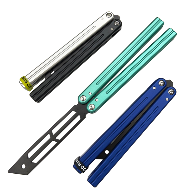 Squid Inked Triton V2 Clone Balisong Flipper Trainer Butterfly Training Knife Bushings System Aluminum Handle Safe EDC Knife