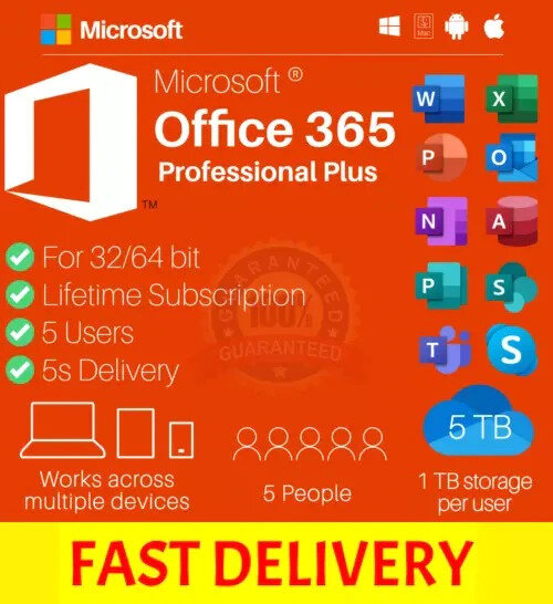 Nеw 2021 Ms Office 365 المنزل والأعمال الحرة إلى الأبد لمدة 5 قطعة ، أجهزة لوحية والهواتف✅100% الأصلي✅100% موثوق البائع
