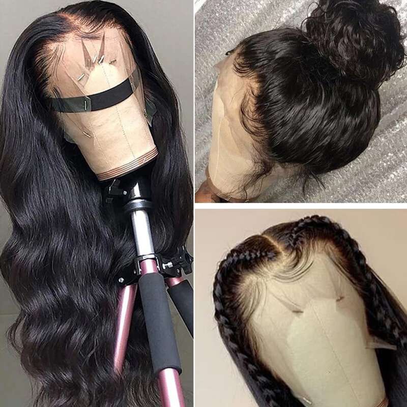 Peluca de cabello humano ondulado de 13x4 para mujeres negras, postizo de encaje Frontal HD de 30 pulgadas, estilo brasileño, 4x4