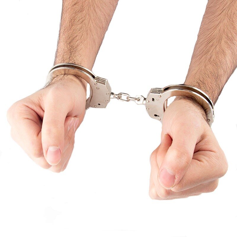 Профессиональные хромированные стальные наручники с никелевым покрытием для полиции, 2 штыря, двойной замок, механизм цепи, наручники