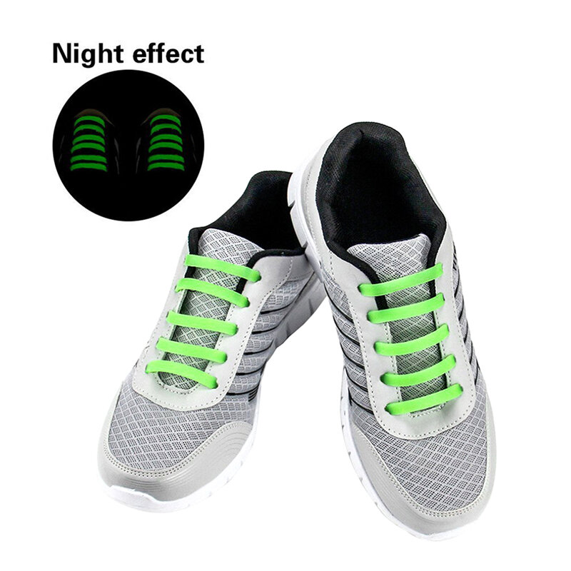 12 sztuk Luminous silikonowe sznurowadła kreatywny jazda na rowerze Running Shoelace elastyczne świecić w nocy buty sportowe sznurowadła