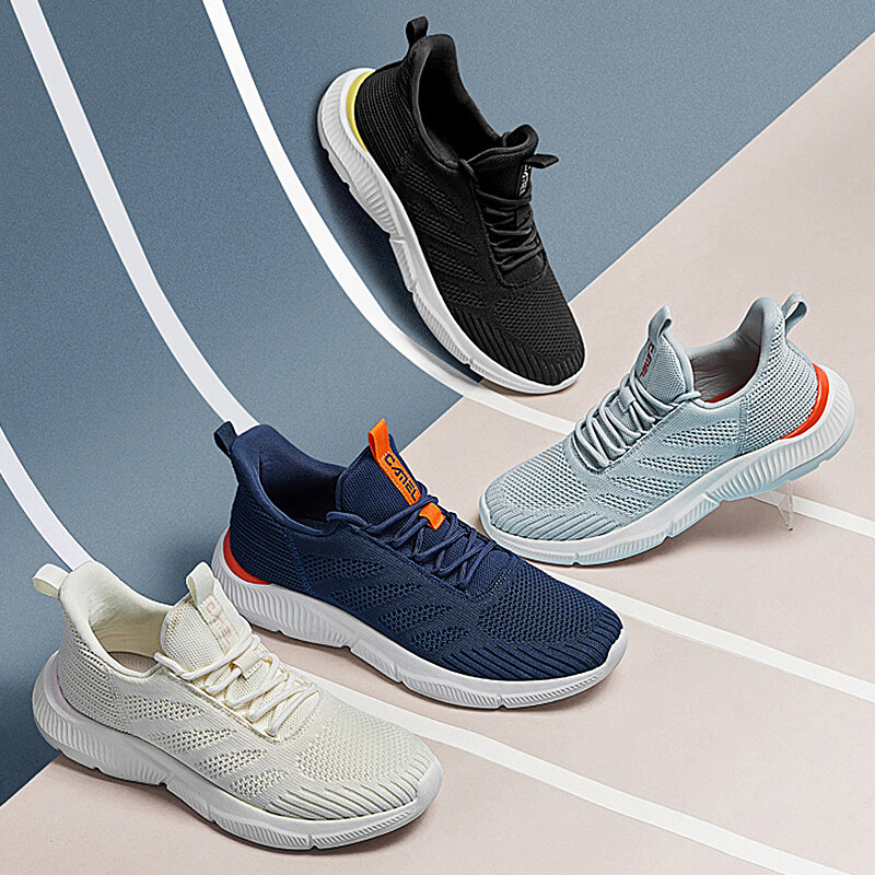 Sneakers da uomo in cammello dorato scarpe da corsa sportive in Mesh traspirante scarpe da passeggio Casual leggere da uomo per uomo 2023 estate novità