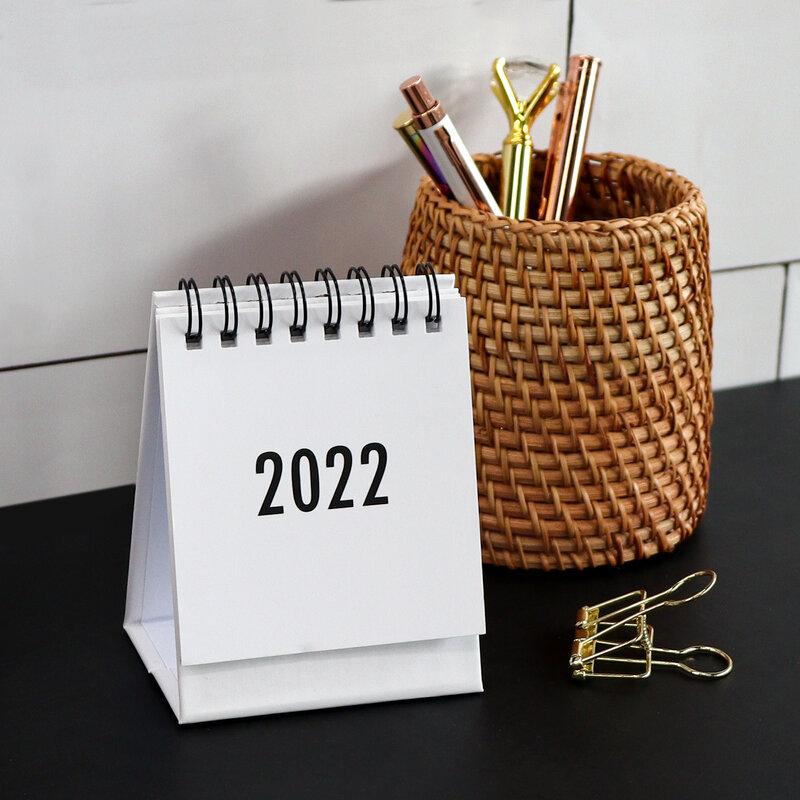 1pc 2022 simples preto branco cinza série desktop calendário bonito criativo decoração artigos de papelaria material escolar mini mesa calendário