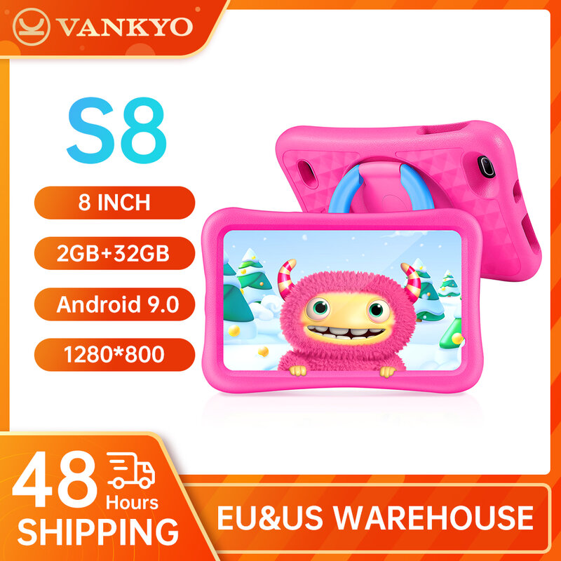 VANKYO-S8 어린이 태블릿 8 인치 매트릭스 패드 WiFi 어린이 태블릿 2 GB RAM 32 GB ROM 스토리지 HD 디스플레이, 어린이를 위한 최고의 선물 듀얼 카메라