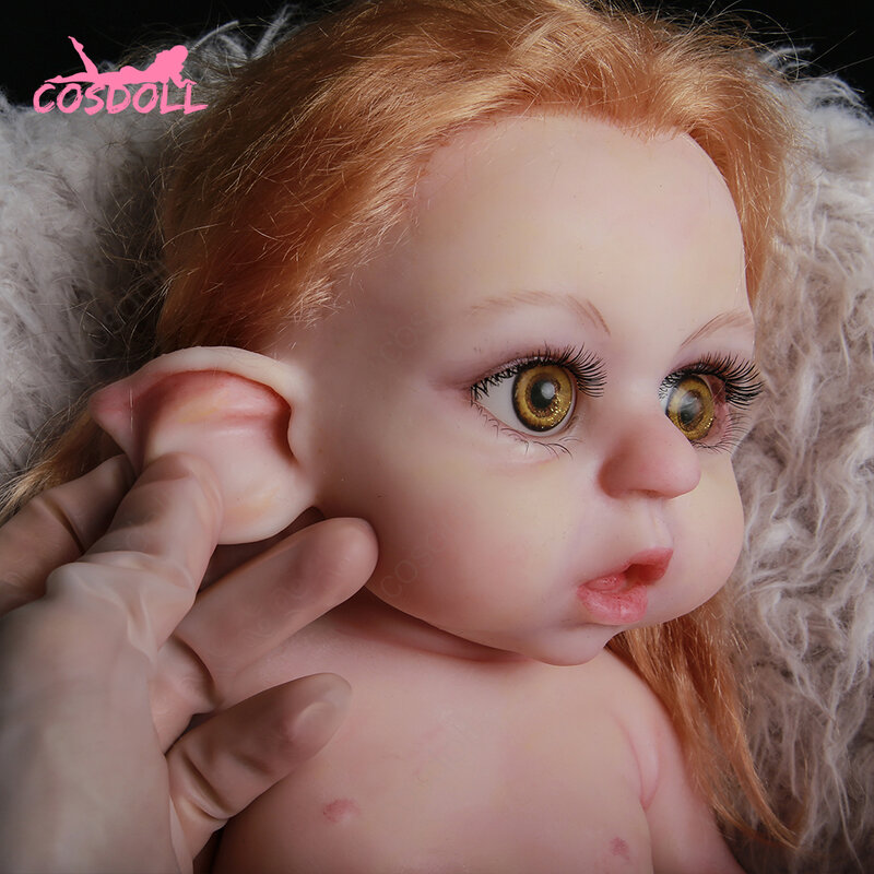子供のための現実的なシリコーンの赤ん坊の人形,おもちゃ,42cm,2.5kg,完全なシリコーンのおもちゃ,大きな耳,乳首