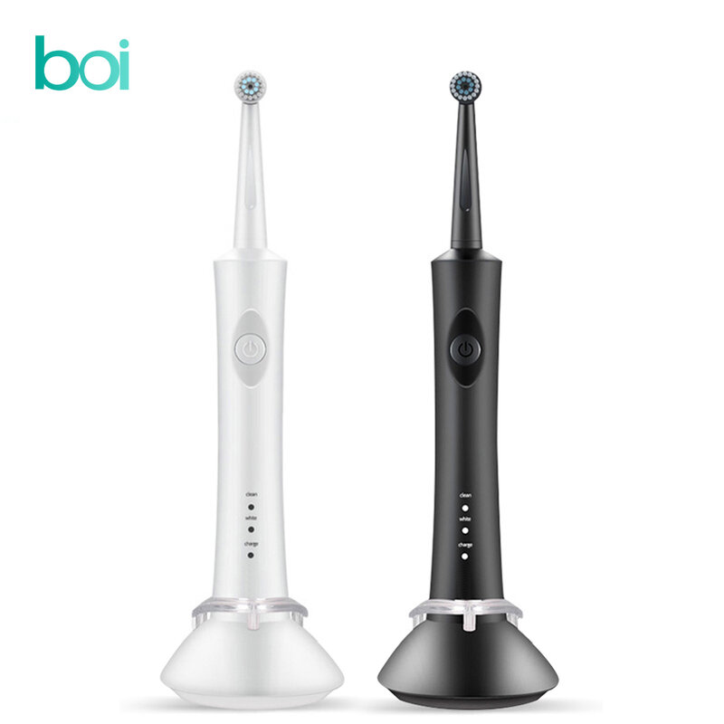 Boi-cepillo de dientes eléctrico para adultos, cepillo de cerdas suaves con temporizador inteligente, rotación de dientes, recargable por inducción, resistente al agua