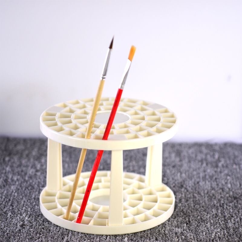 49 Holes Round Removable Paint Brush Holder Art Supplies Cartoon Long Handle Oil Drawing Watercolor Pen Storage