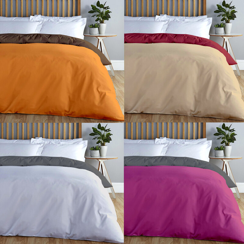 ADP Home - Funda de Edredón, Funda nórdica Bi-Color, Calidad 144 Hilos, 12 Combinaciones, ropa de cama individual