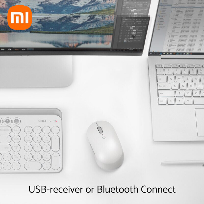 Xiaomi Mi เงียบ Editon บลูทูธ USB การเชื่อมต่อแบบ Dual แบบพกพา Mini Wireless Mouse Global Version