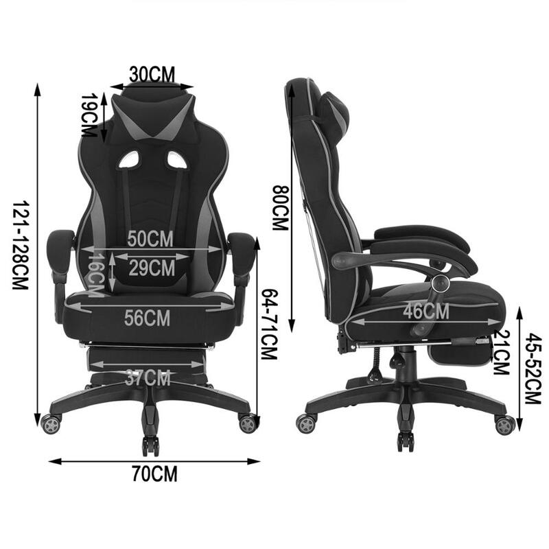 Игровое кресло, офисный стул для гонок, с подголовником и поясничной подушкой и подставкой для ног