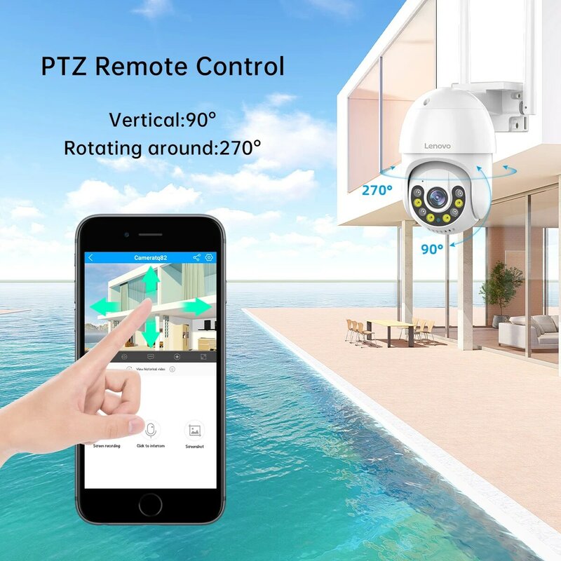 Lenovo 3MP/5MP PTZ Wifi Ip-kamera AI Sicherheit Kamera Wireless Audio Im Freien Wasserdichte IR Nachtsicht Video CCTV überwachung
