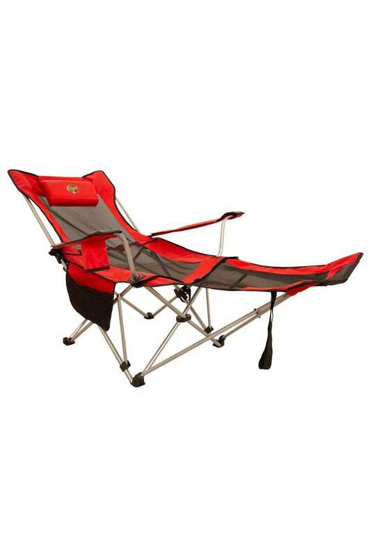 Asiento de Camping reclinable Funky Lazy 3 Plus, rojo, esqueleto fuerte, almohada y 3 posiciones diferentes