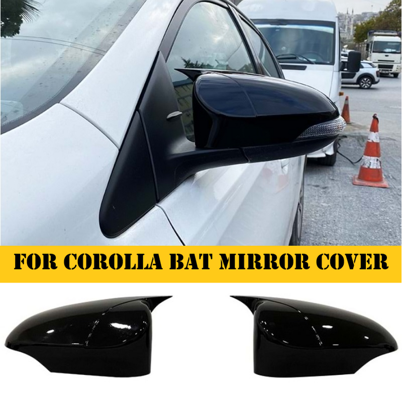 Cubierta de espejo de Batman para Toyota Corolla 2 piezas, cubierta de plástico ABS de calidad derecha + izquierda, estilo murciélago, Compatible completamente con negro brillante 2013-2018