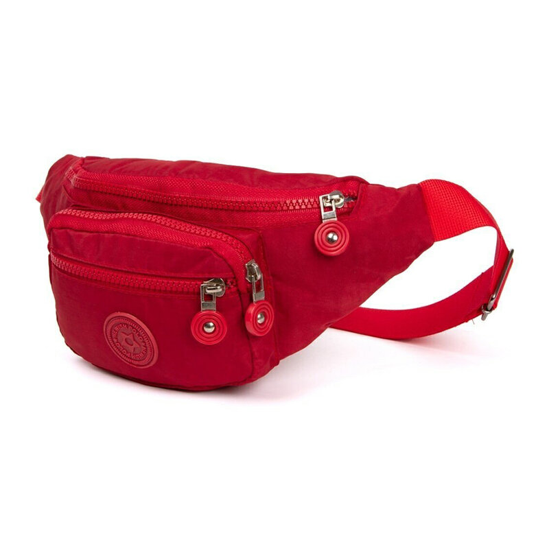 Unisex rojo arrugado impermeable correa ajustable viaje diario cruzado cintura hombro pecho bolsa Bodybag