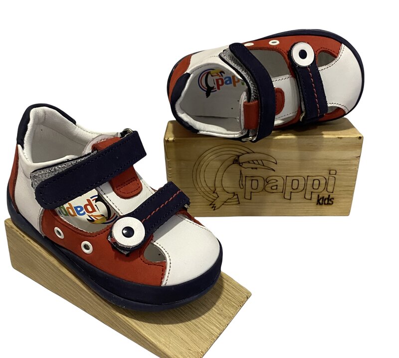 Pappikids modelo (0205) menino primeiro passo sapatos de couro ortopédico