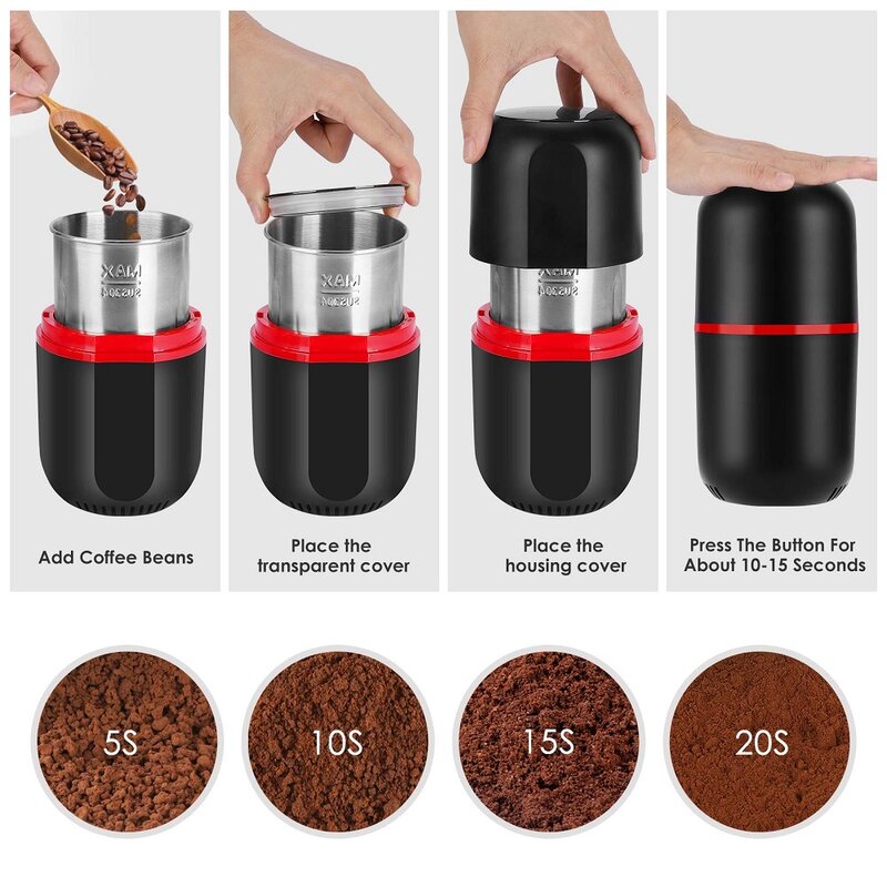 Elektrische Koffiemolen Keuken Granen Noten Bonen Kruiden Korrels Slijpen Kruiden Peper Tabak Huishouden Koffiemolen Machine