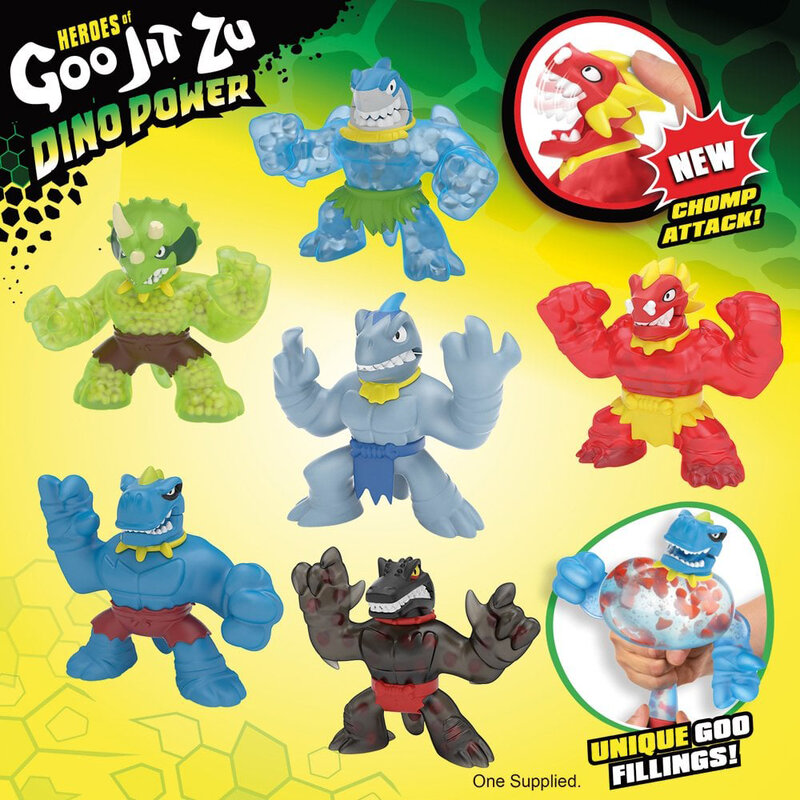 Figura de acción de héroes de Goo Jit Zu Dino Power, regalos originales de cumpleaños de Navidad para niños, juguetes para niños, Crunch, Slime elástico