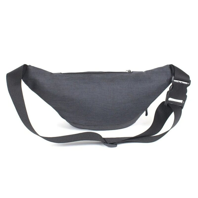 Unisex Man Woman Black Linen Fabric Waterproof Usb Headphone Outlet Adjustable Strap Waist Shoulder Chest Crossbody Bag Bodybag