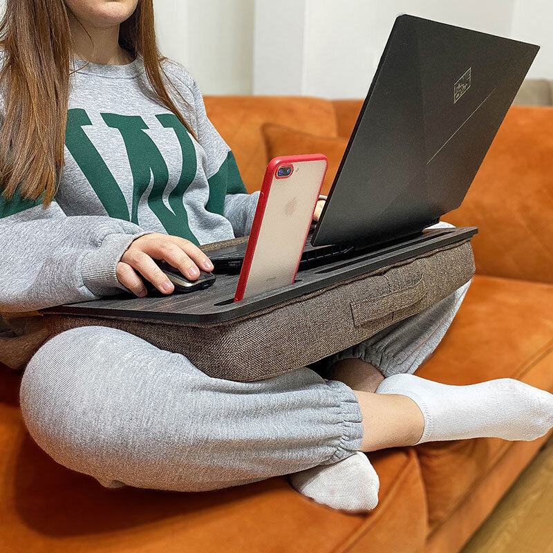 Lap biurko na laptopa LS021-przenośny biurko z poduszka na poduszkę, pasuje do do 17.3 cal Laptop Tablet i uchwyt na telefon