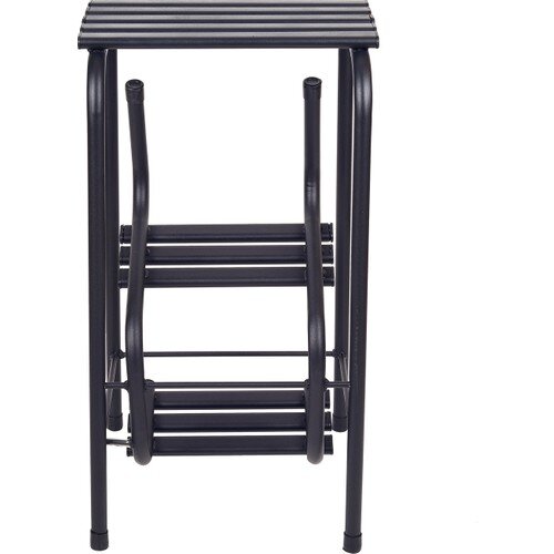 Hastunc Folding Metal-Wooden Handy Small Footprint Solid Ladder-Stool Chair Dual-Function Product