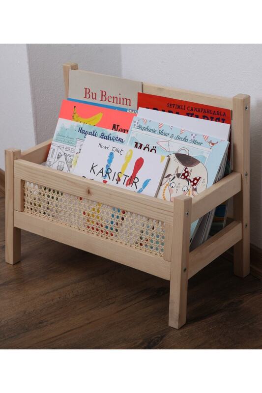 Montessori Bookshelf Child Kids Room Library Wood Natural Varnished Baby Bookcase Stand