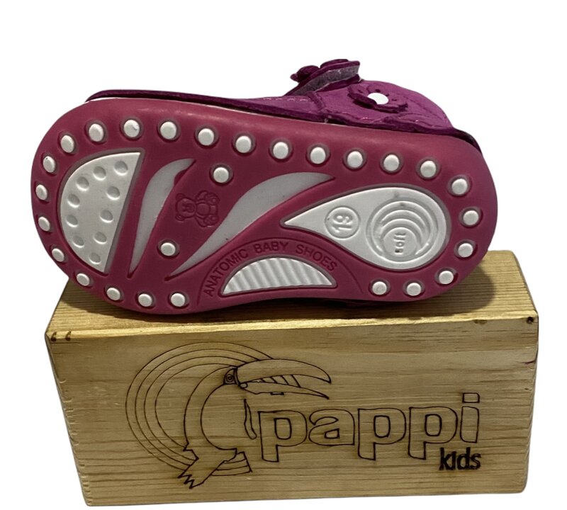Pappikids modelo (0142) meninas primeiro passo sapatos de couro ortopédico
