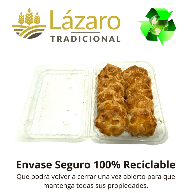 Lázaro amêndoa delícias 290g. Pastelaria tradicional amêndoa elaborado forma artesanal no recipiente 100% reciclável.