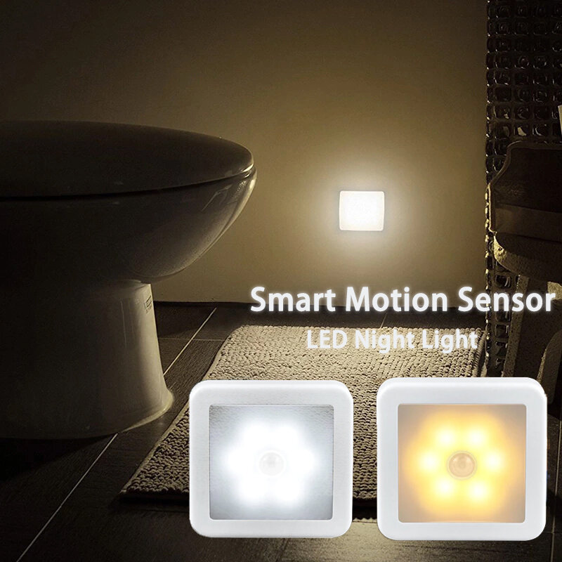 Smart LED sensore di movimento luce notturna accensione/spegnimento automatico lampada da parete Wireless lampada da comodino a batteria/USB per wc corridoio