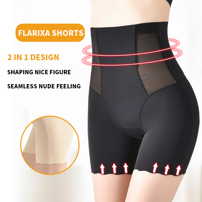 Flarixa 3 in 1 Waist Trainer Body shapewear Seamless High Waist Abdomen Panties Women's Hip Lift Safety Shorts Shaper Underwear