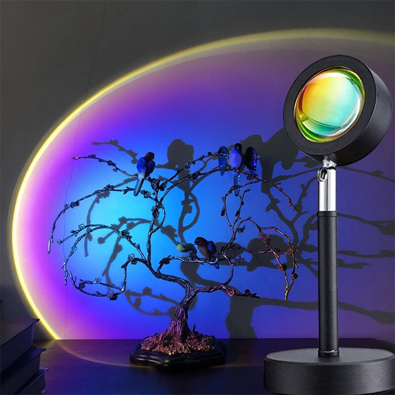 Proyector de luz nocturna de arco iris, lámpara de mesita de noche con USB, regalo, luz LED de ambiente para dormitorio, Bar y habitación