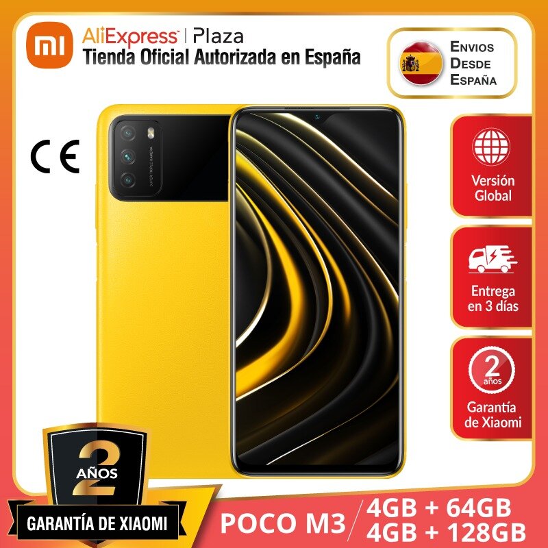 POCO M3 (64GB/128GB ROM con 4GB RAM, Qualcomm®Snapdragon™662, Android, Nuevo) [Teléfono Móvil Versión Globale para España]