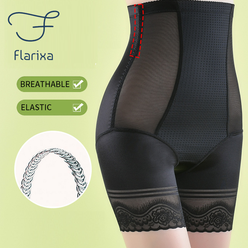 Flarixa-pantalones cortos de seguridad 3 en 1 para mujer, ropa interior moldeadora de cintura alta, bragas planas para el vientre, elasticidad sin costuras